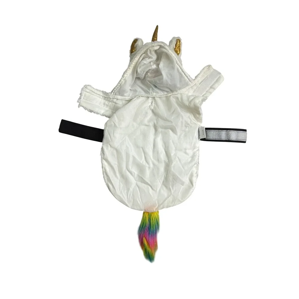 Frisco White Unicorn Pet Dog Costume Gold Horn Rainbow Mane Tail Small 158810S